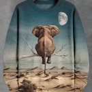 Men's Elephant Sitting On A Branch Desert Landscape Art Print Casual Sweatshirt