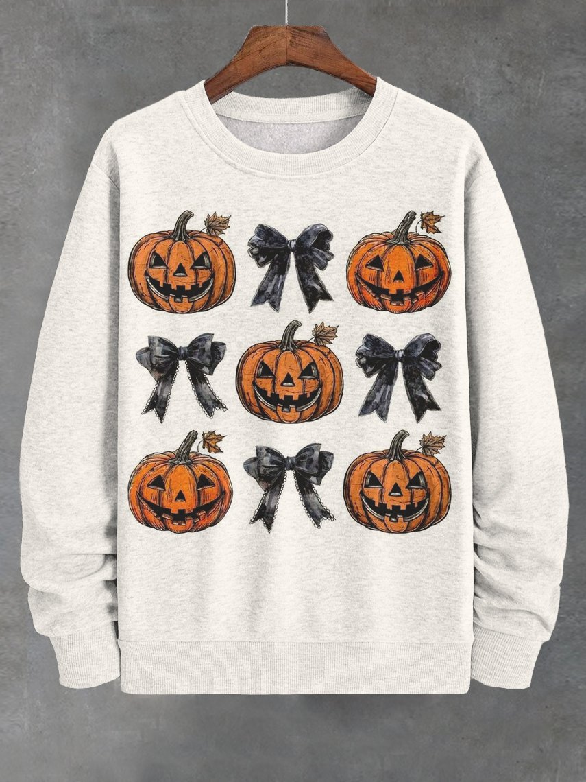 Men's Halloween Pumpkin Bow Art Print Casual Sweatshirt
