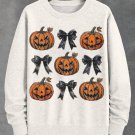 Men's Halloween Pumpkin Bow Art Print Casual Sweatshirt