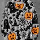 Men's Pumpkin Ghost Bat Spider Web Witch Hat Art Print Casual Sweatshirt