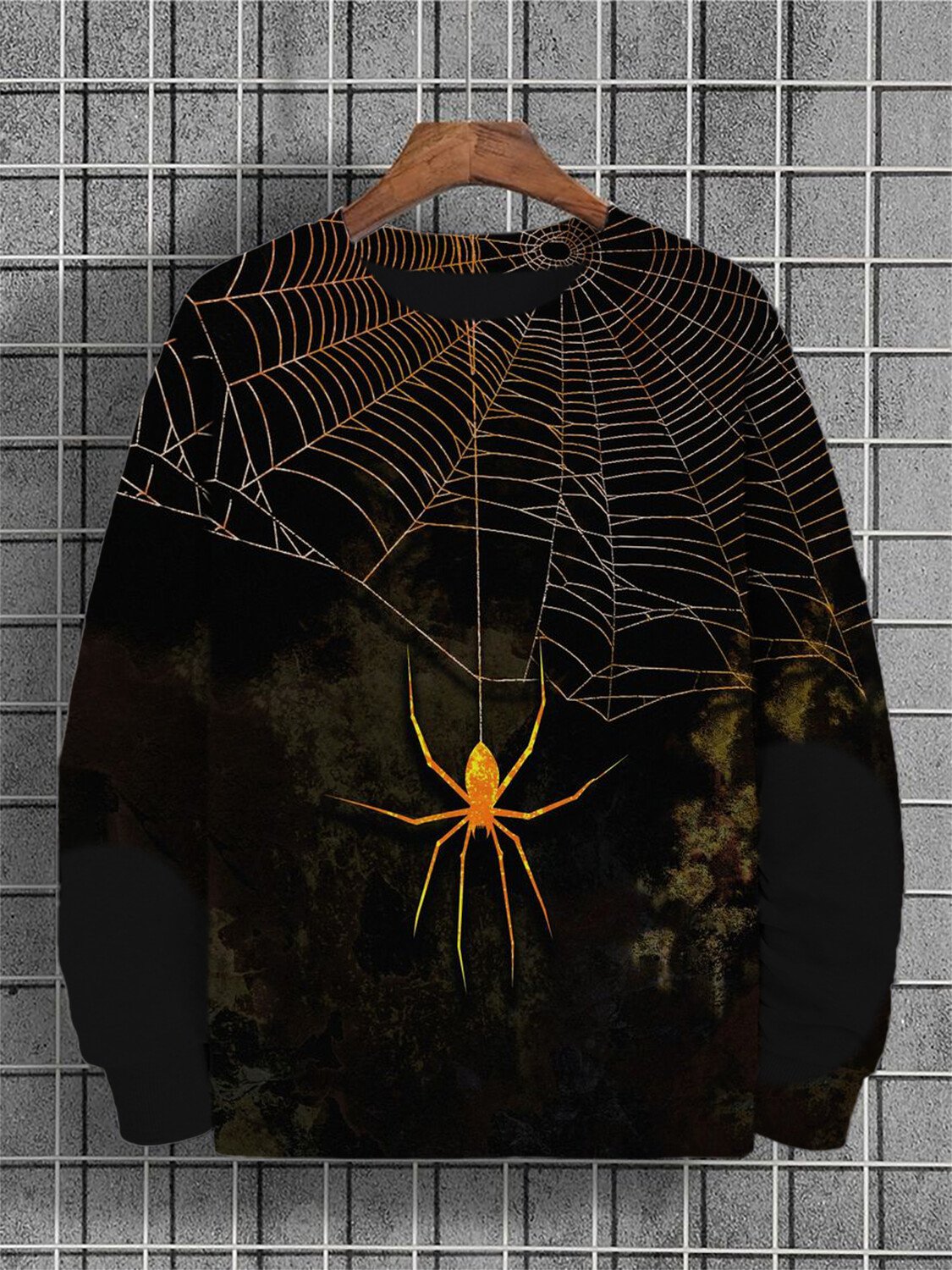 Men's Halloween Spider Web Print Casual Sweatshirt