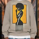 Men's Black Woman Portrait Illustration Print Casual Sweatshirt