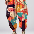 Men's Monkey Drinking Coffee Art Print Loose Drawstring Waist Sweatpants