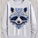 Men's Delft Blue Raccoon Traditional Patterns Art Print Casual Sweatshirt