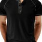 Men's Casual Half Button Short Sleeve Slim Fit Henley T-Shirt