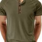 Men's Casual Half Button Short Sleeve Slim Fit Henley T-Shirt