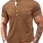 Men's Casual Plain Quilted Pocket Half Button Stand Collar Polo Shirt