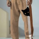 Men's Fun Hide And Seek Black Cat Print Casual Pants