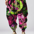 Men's Psychedelic Demon Skull Print Loose Drawstring Waist Sweatpants