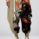 Men's Fox Warrior Ink Painting Illustration Print Loose Drawstring Waist Sweatpants