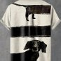 Men's Funny Black Dachshund Dog Print Casual Linen Blend Shirt