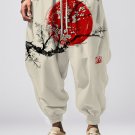 Men's Sunrise Plum Blossom Japanese Art Print Casual Loose Drawstring Sweatpants