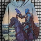 Men's Knight And Eagle Print Casual Hoodie