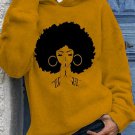 Women's Girl With Big Afro And Earings Graphic Print Hooded Sweatshirt