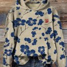 Women's Vintage Cherry Blossoms Graphic Print Hooded Sweatshirt
