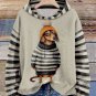 Women's Dachshund Dog In Clothes Print Stripe Splice Hoodie