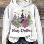 Women's Merry Christmas Sparkle Tree Print Hooded Sweatshirt