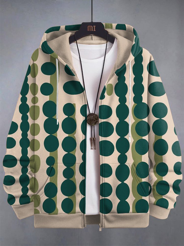 Men's Hippie Circular Pattern All Over Print Hooded Zip Up Jacket