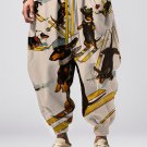 Men's Dachshund Skiing Art Print Loose Drawstring Waist Sweatpants