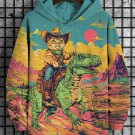 Men's Cowboy Cat And Dinosaur Art Print Hooded Sweatshirt