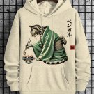 Men's Cat Eating Sushi Japanese Art Print Hooded Sweatshirt