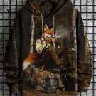 Men's Mr. Fox Having A Picnic In The Forest Art Print Hooded Sweatshirt