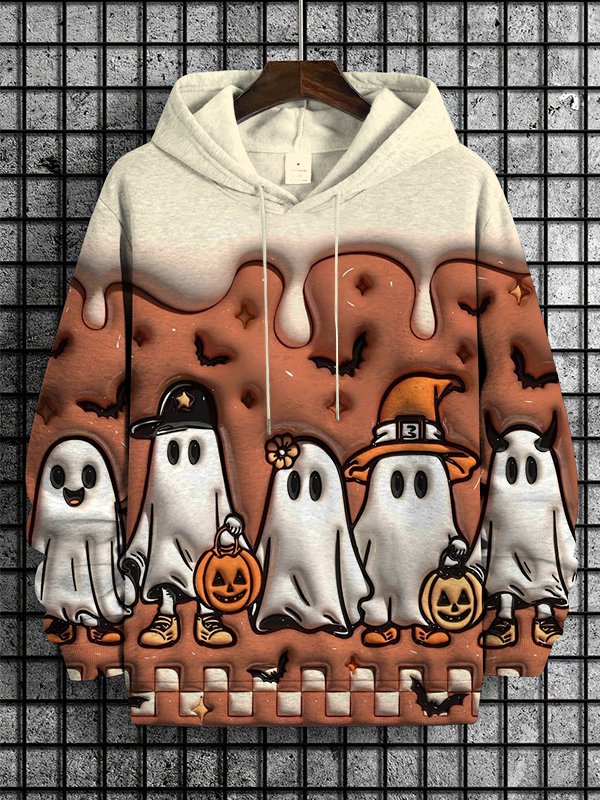 Men's Halloween Cute Pumpkin Lantern Ghost 3D Print Casual Hoodie
