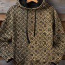 Men's Retro Geometric Patterns All Over Print Casual Hoodie