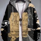 Men's Middle East Black Man Pyramid Print Hooded Zip Up Jacket