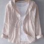 Men's Striped Print Long Sleeve Cotton And Linen Hooded Shirt