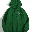 Men's Heart Graphic Print Pocket Drawstring Casual Hoodie
