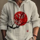 Men's Sunrise Plum Blossom Japanese Art Print Hooded Shirt