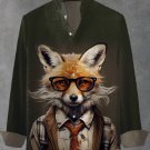 Men's Vintage Glasses Fox Gentleman Print Long Sleeve Shirt