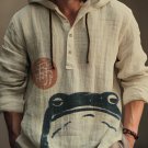 Men's Japanese Art Frog Graphic Print Hooded Shirt