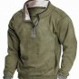 Men's Vintage Plain Pocket Half Zip Collar Pullover Sweatshirt
