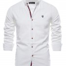 Men's Pattern Embroidery Stand Collar Long Sleeve Button Shirt