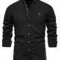Men's Pattern Embroidery Stand Collar Long Sleeve Button Shirt