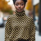 Women's Geometric Graphic Print High Neck Knit Sweatshirt