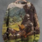 Men's Knight Reading Under The Tree Print Knit Sweatshirt