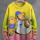 Men's Fun Biscuit Tea Bath Art Print Knit Sweatshirt