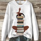 Women's Reading Lover Graphic Print Knit Sweatshirt
