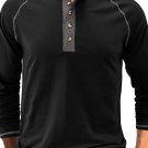 Men's Casual Color Matching Half Button Long Sleeve Henley Shirt