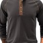 Men's Casual Color Matching Half Button Long Sleeve Henley Shirt