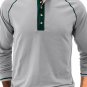 Men's Casual Color Matching Half Button Long Sleeve Henley Shirt