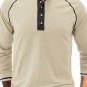 Men's Casual Color Matching Half Button Long Sleeve Henley Shirt