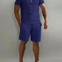 Men's Casual Half Zipper Polo Shirt Drawstring Shorts Two-Piece Set
