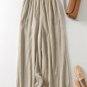 Women's Solid Cotton Linen High Waisted Wide Leg Loose Pants
