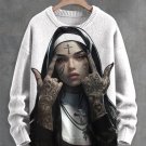 Men's Rebellious Nun Print Knit Sweatshirt