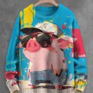 Men's Graffiti Pig Funny Art Print Knit Sweatshirt