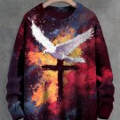 Men's Cross Dove Faith and Peace Art Print Knit Sweatshirt